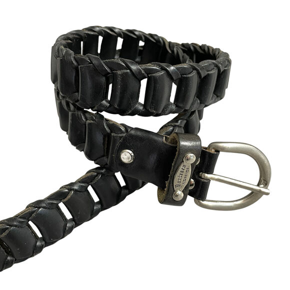 Dantesca Florence Black Leather Belt Mens Chain Link 1.25" Embossed Plaque 38" - Picture 1 of 10